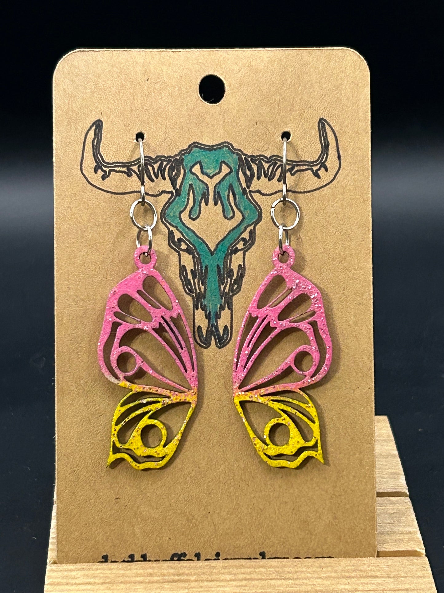 Pink & Yellow Butterfly Earrings