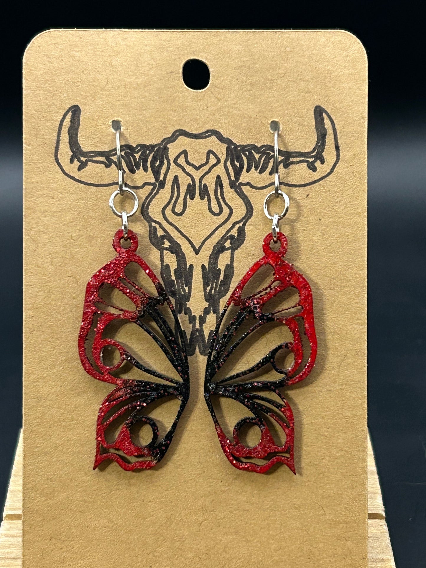 Red & Black Butterfly Earrings