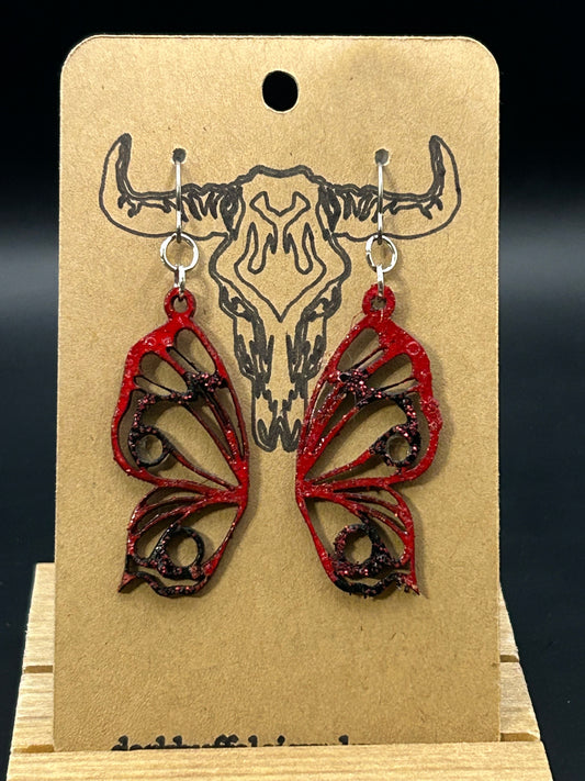 Red & Black Butterfly Earrings