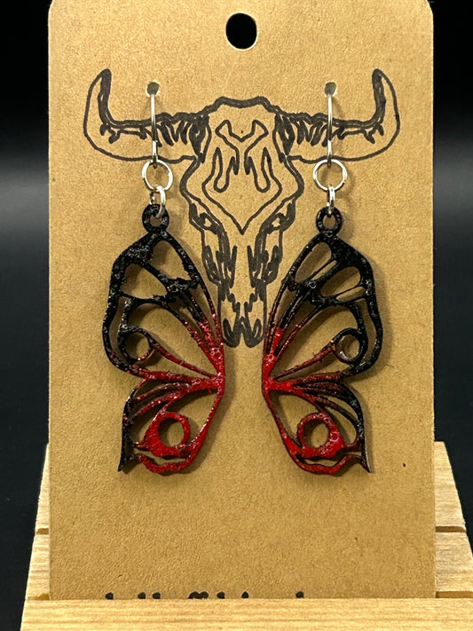 Black & Red Butterfly Earrings