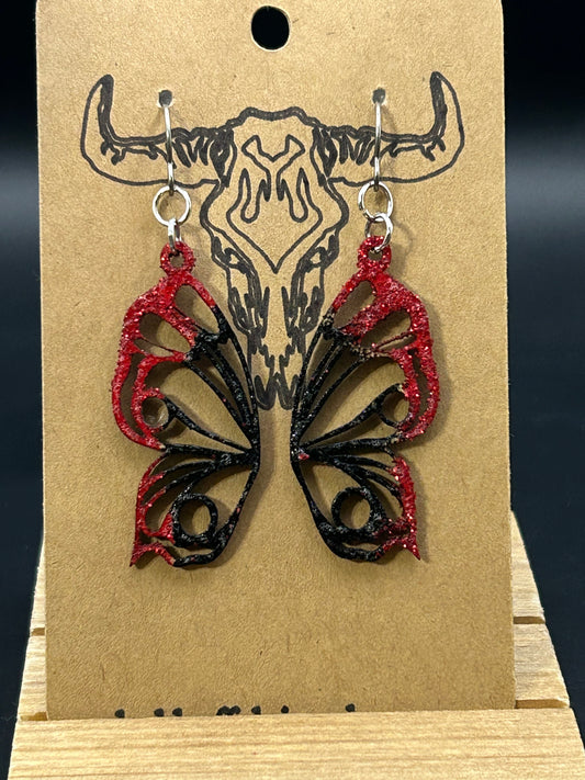 Red & Black Butterfly Earrings