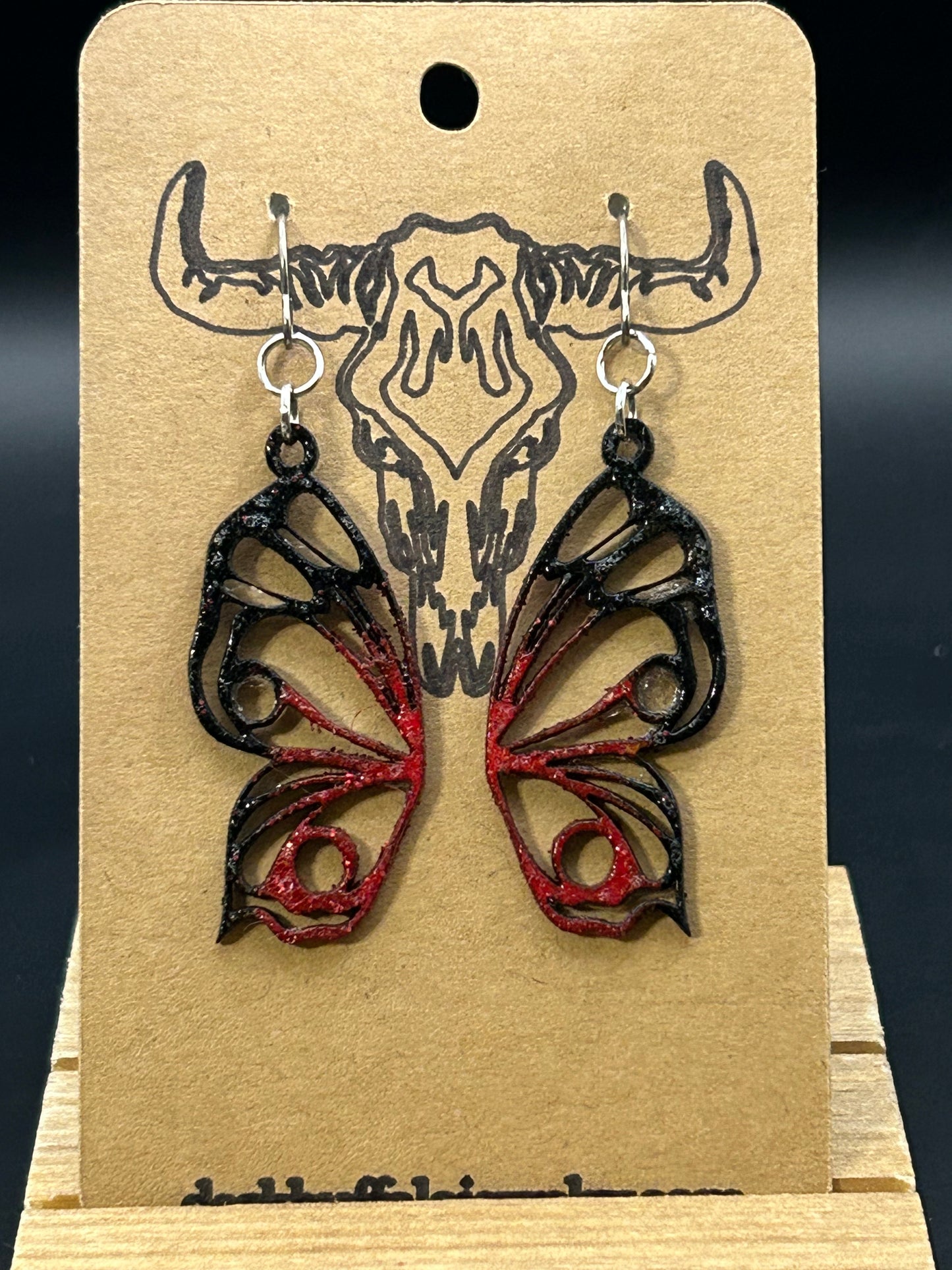 Black & Red Butterfly Earrings
