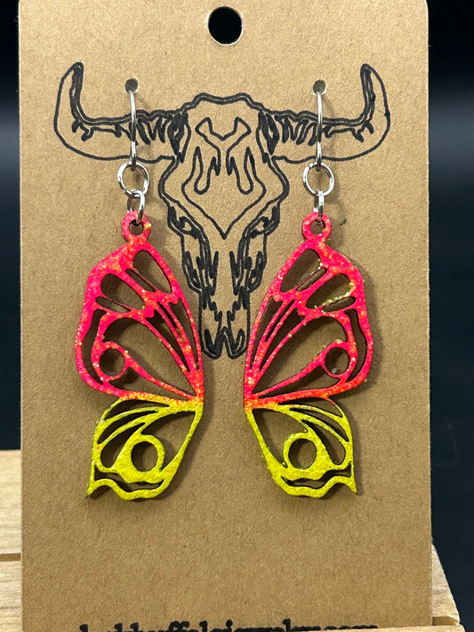 Pink & Yellow Butterfly Earrings