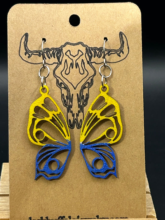 Yellow & Blue Butterfly Earrings
